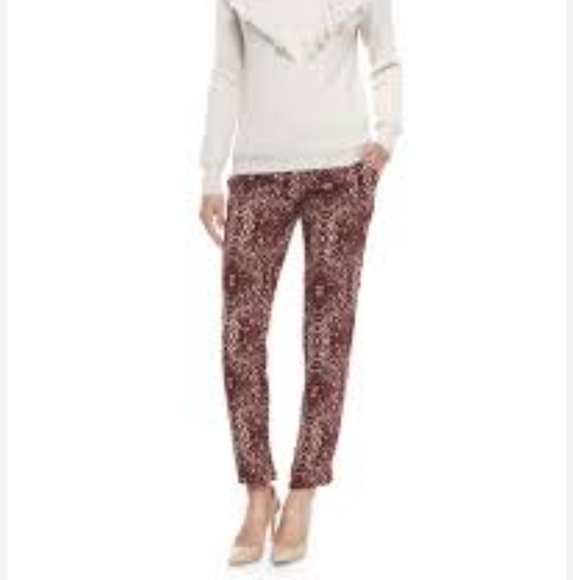 HAUTE HIPPIE SILK TAILORED SNAKE-PRINT PANTS MERLOT SLACKS LINED - Picture 9 of 11